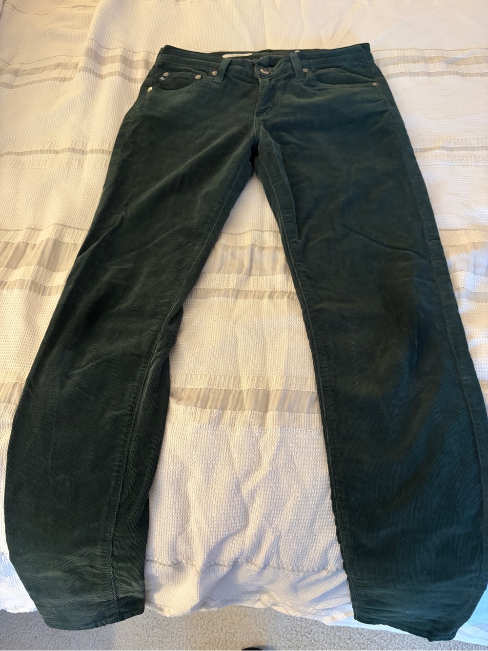 Ag Adriano Goldschmied Forest Green Straight-Leg Corduroy Jeans